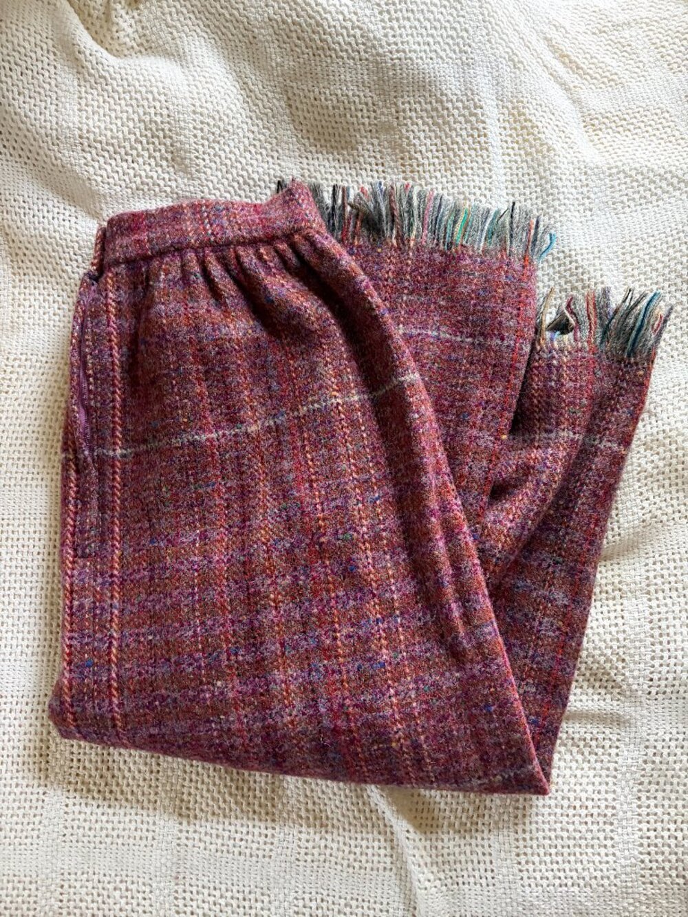 Vintage Wool Maxi Skirt with Fringe